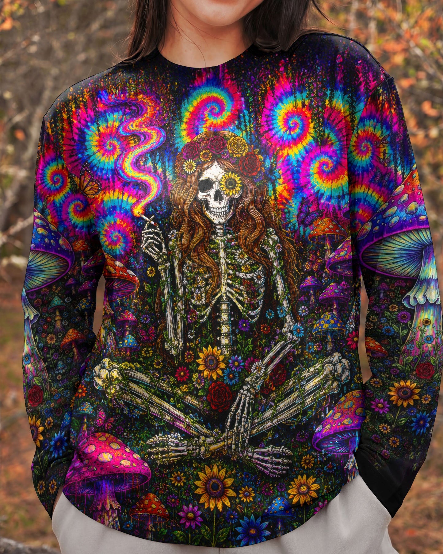 PSYCHEDELIC SKELETON COLORFUL SWIRL ALL OVER PRINT  - TLTW1605261