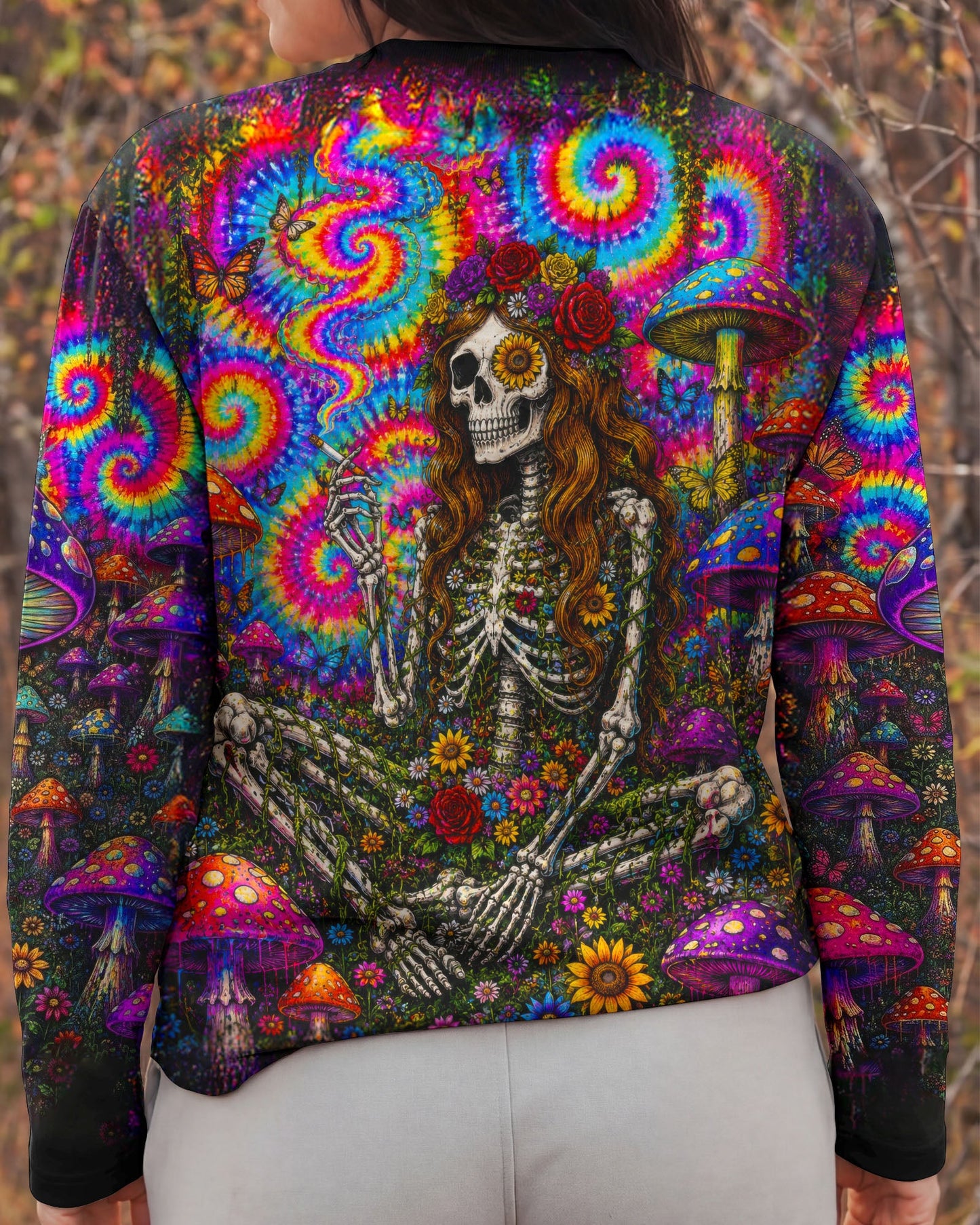 PSYCHEDELIC SKELETON COLORFUL SWIRL ALL OVER PRINT  - TLTW1605261