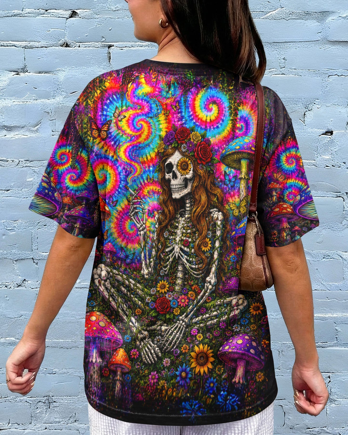 PSYCHEDELIC SKELETON COLORFUL SWIRL ALL OVER PRINT  - TLTW1605261