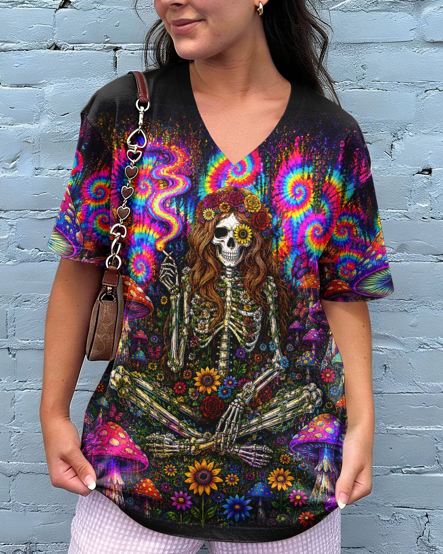 PSYCHEDELIC SKELETON COLORFUL SWIRL ALL OVER PRINT  - TLTW1605261
