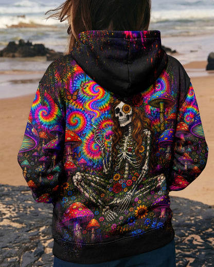 PSYCHEDELIC SKELETON COLORFUL SWIRL ALL OVER PRINT  - TLTW1605261