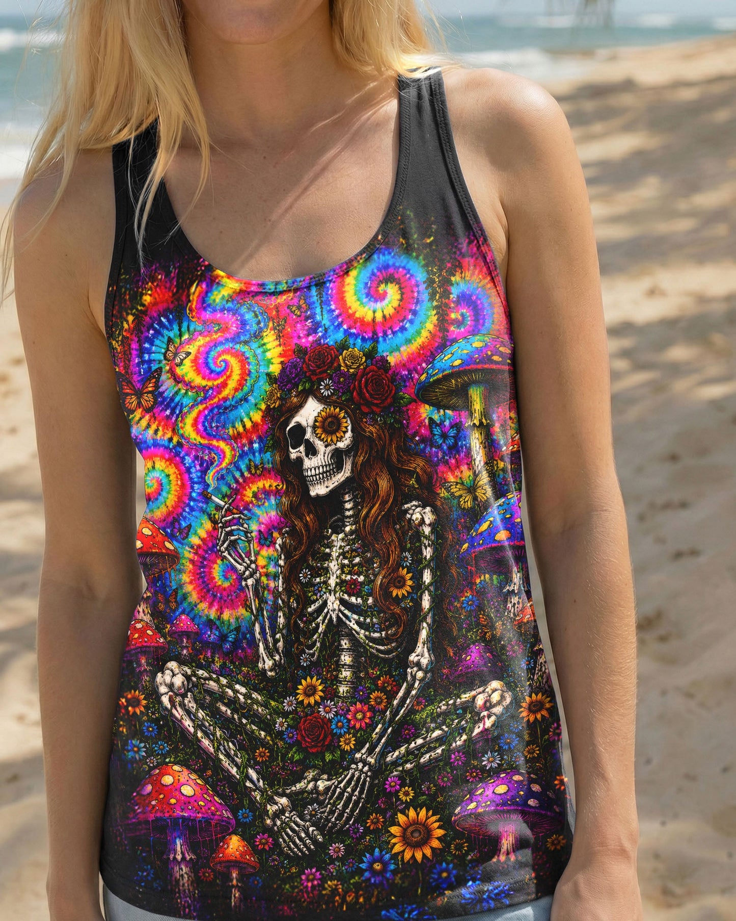 PSYCHEDELIC SKELETON COLORFUL SWIRL ALL OVER PRINT  - TLTW1605261