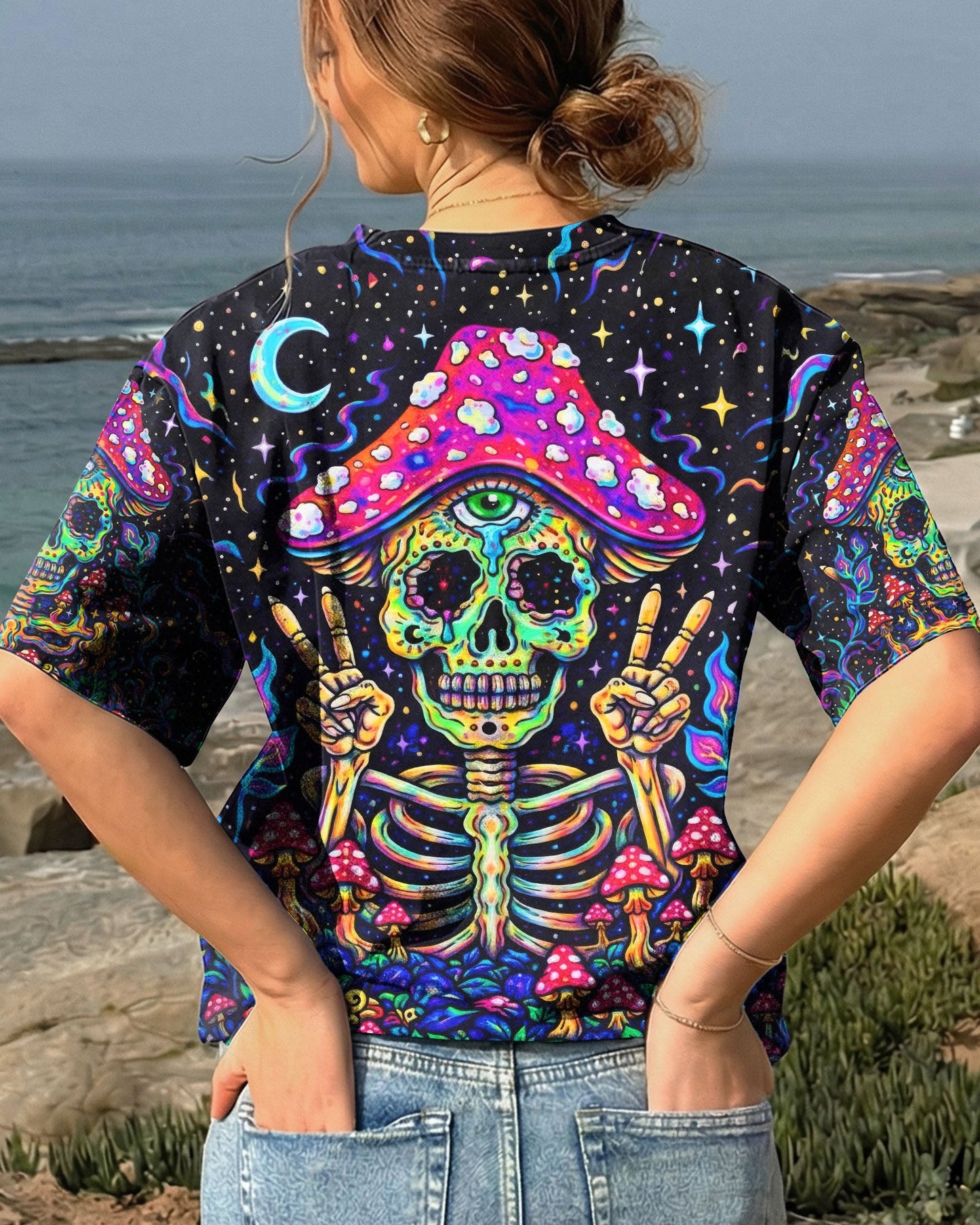HIPPIE SKULL MUSHROOM PSYCHEDELIC ALL OVER PRINT  - TLTW2004263