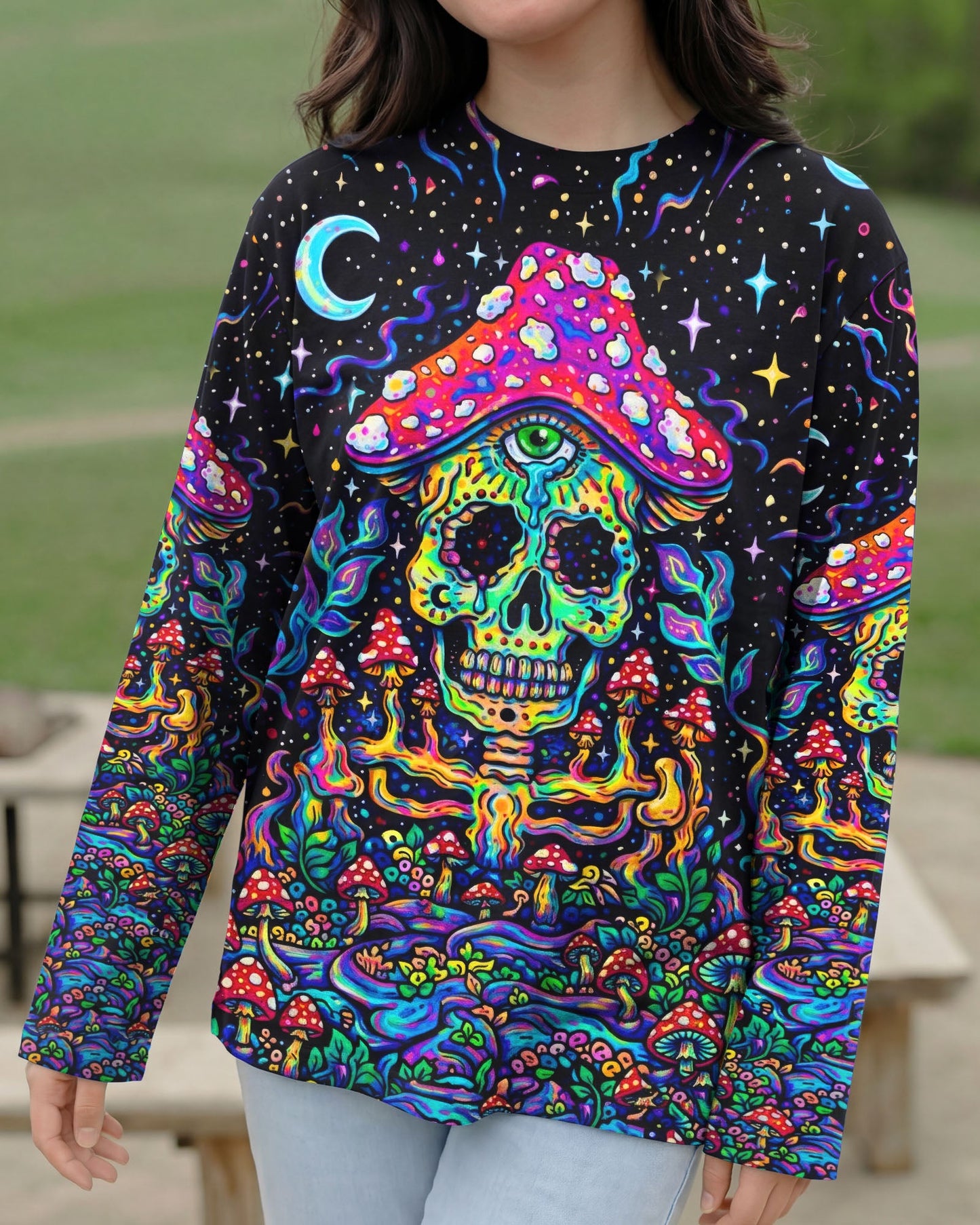 HIPPIE SKULL MUSHROOM PSYCHEDELIC ALL OVER PRINT  - TLTW2004263