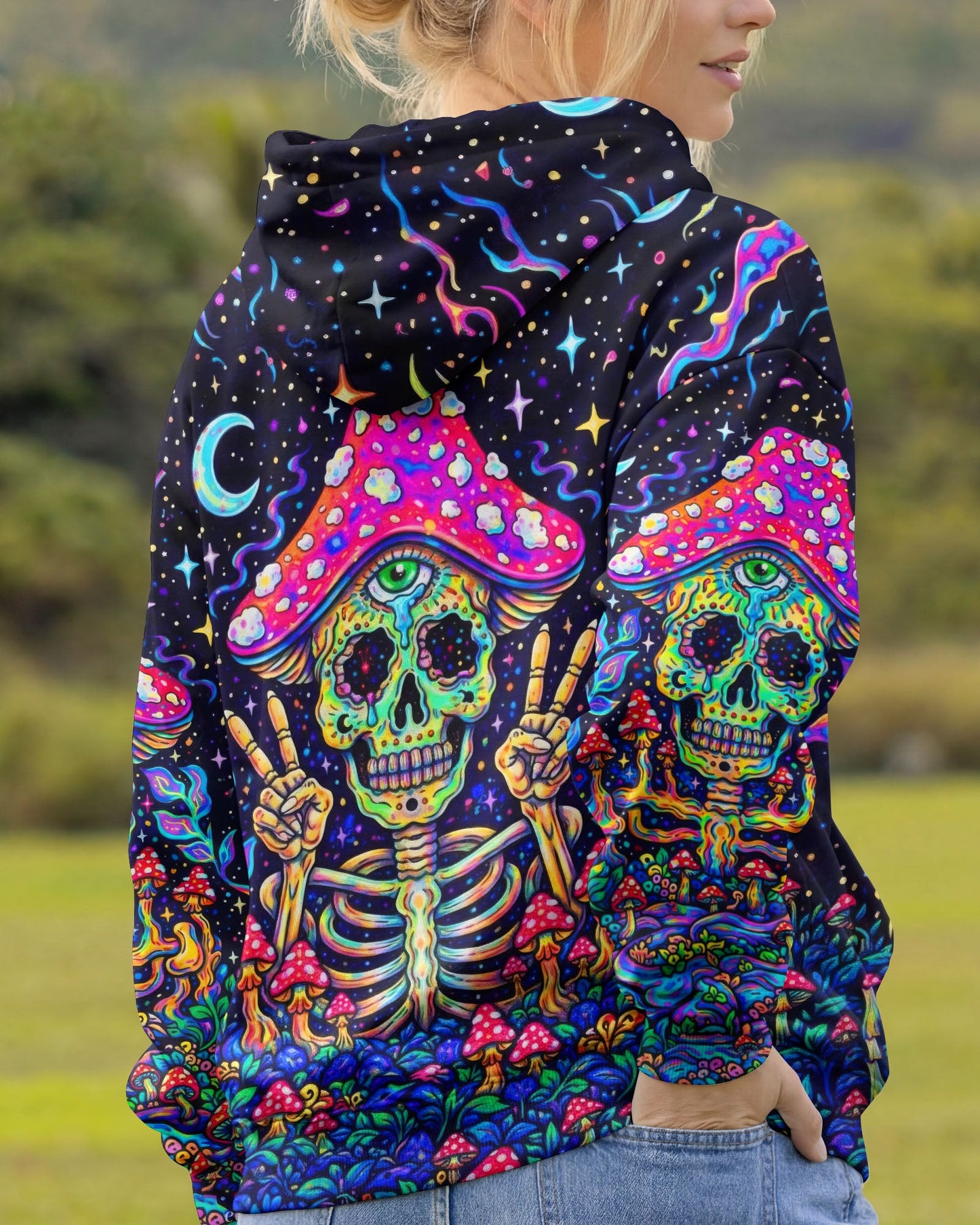 HIPPIE SKULL MUSHROOM PSYCHEDELIC ALL OVER PRINT  - TLTW2004263