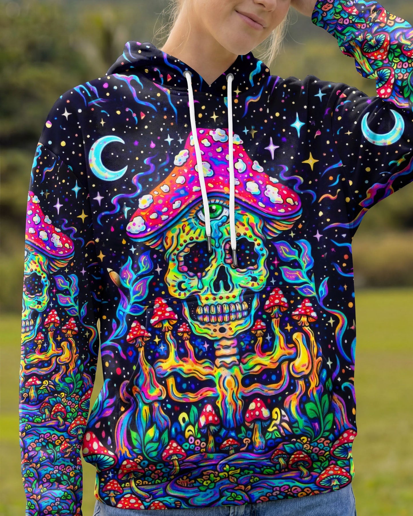 HIPPIE SKULL MUSHROOM PSYCHEDELIC ALL OVER PRINT  - TLTW2004263