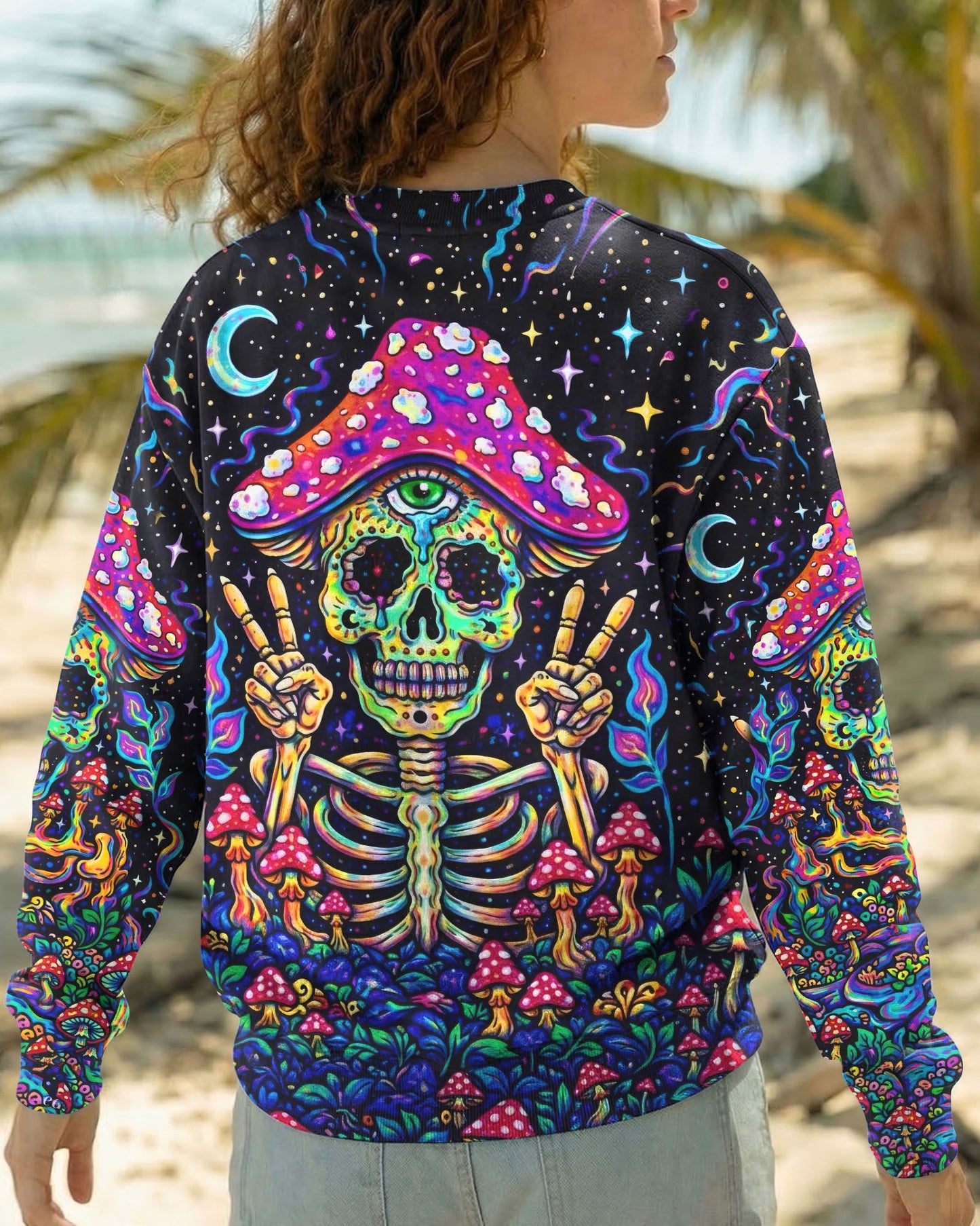 HIPPIE SKULL MUSHROOM PSYCHEDELIC ALL OVER PRINT  - TLTW2004263