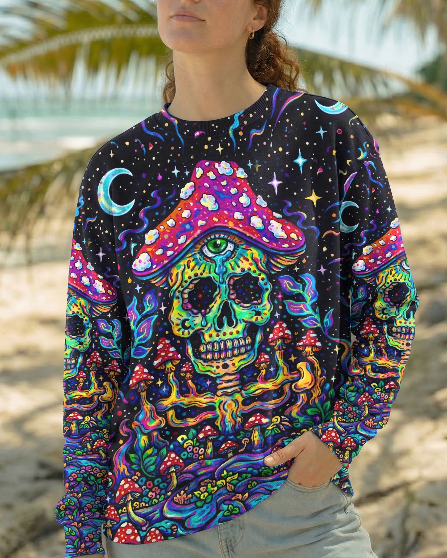 HIPPIE SKULL MUSHROOM PSYCHEDELIC ALL OVER PRINT  - TLTW2004263