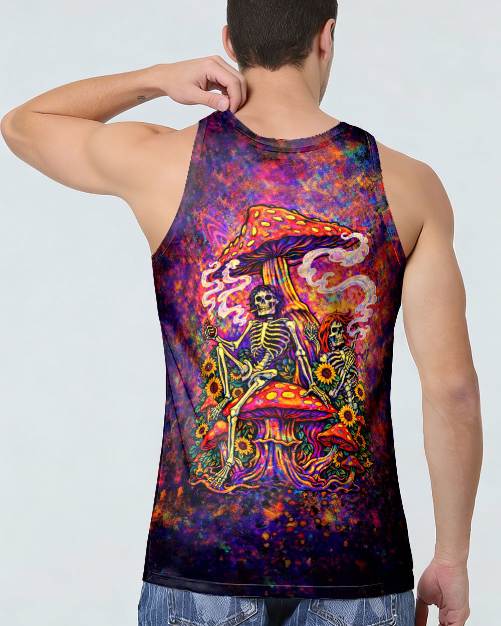 PSYCHEDELIC SKELETON SUNFLOWER MUSHROOM ALL OVER PRINT  - TLTW2104261