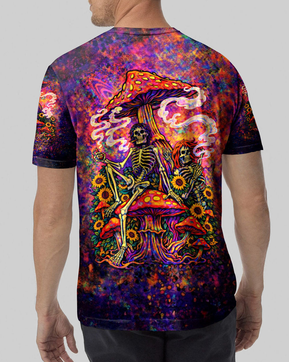 PSYCHEDELIC SKELETON SUNFLOWER MUSHROOM ALL OVER PRINT  - TLTW2104261