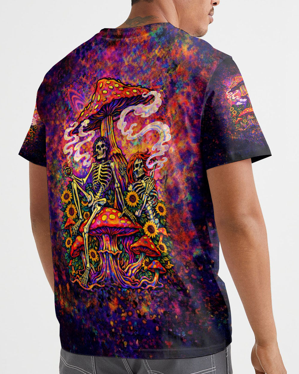 PSYCHEDELIC SKELETON SUNFLOWER MUSHROOM ALL OVER PRINT  - TLTW2104261