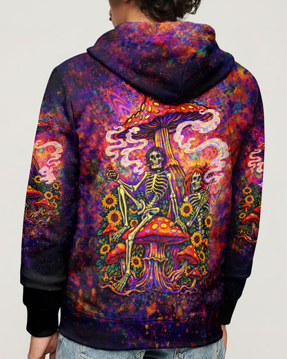 PSYCHEDELIC SKELETON SUNFLOWER MUSHROOM ALL OVER PRINT  - TLTW2104261