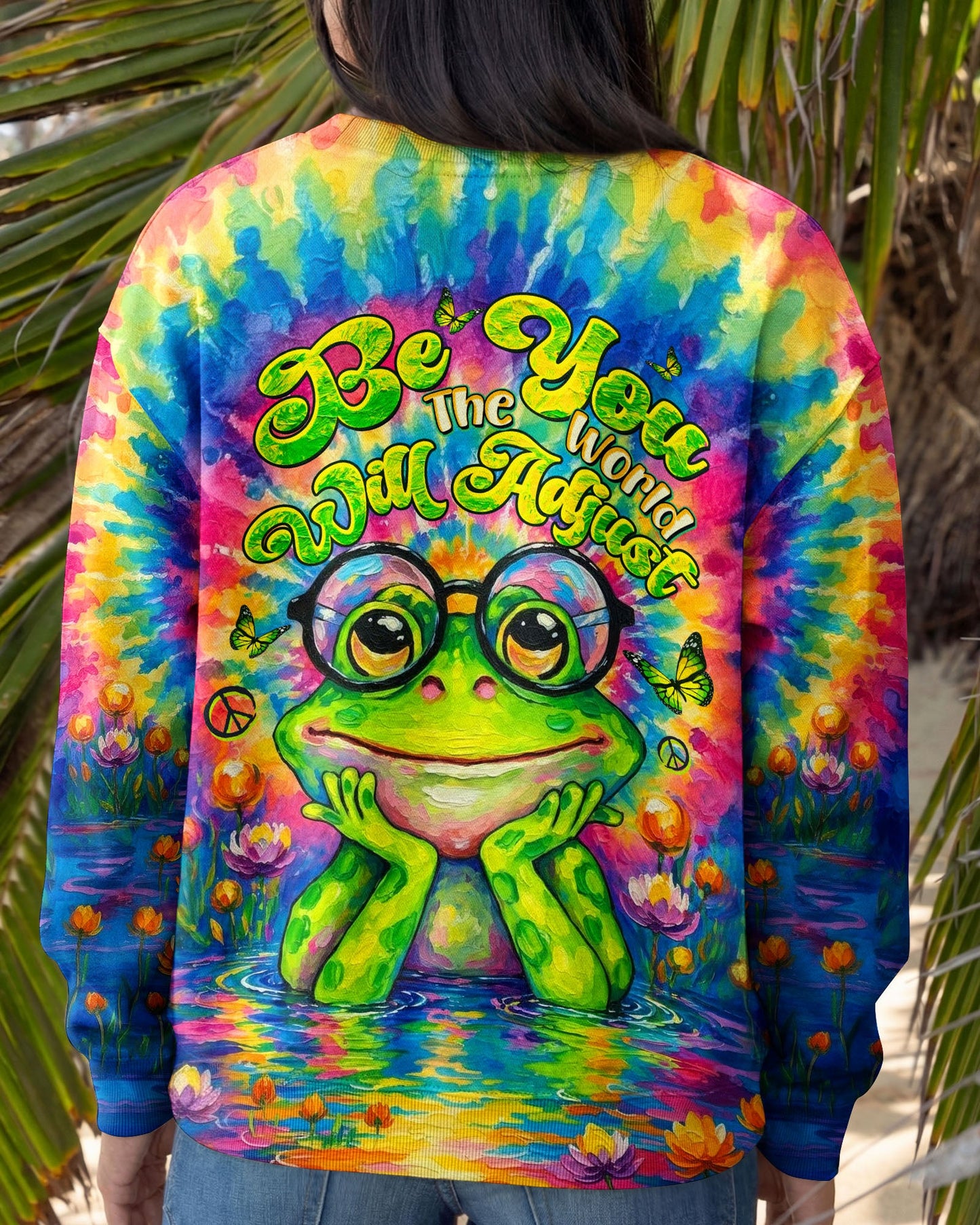 BE YOU THE WORLD WILL ADJUST FROG ALL OVER PRINT - TLTW2304263