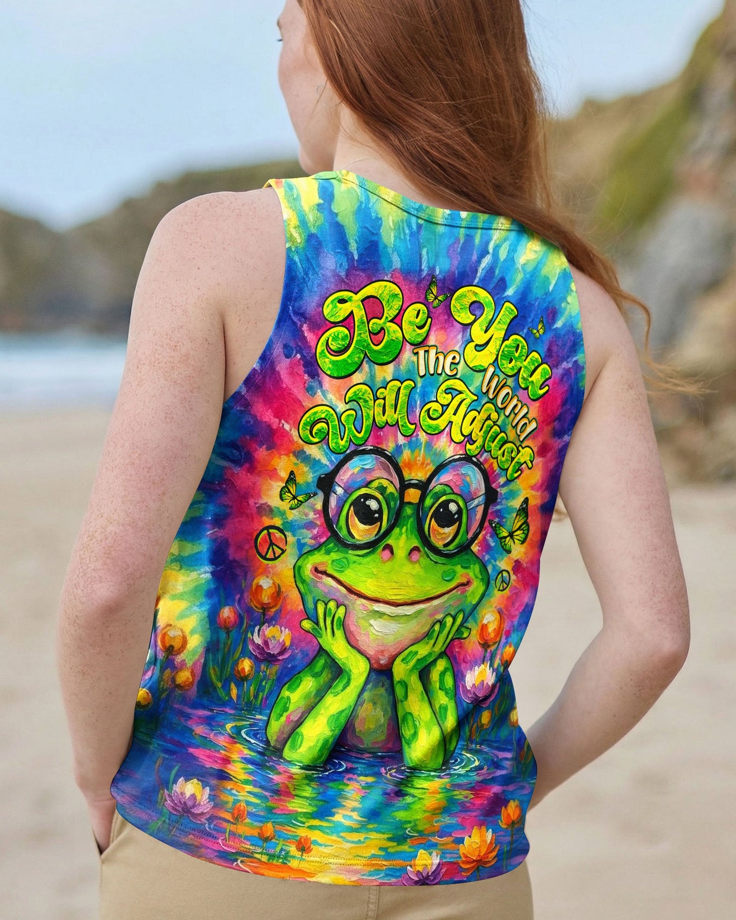 BE YOU THE WORLD WILL ADJUST FROG ALL OVER PRINT - TLTW2304263