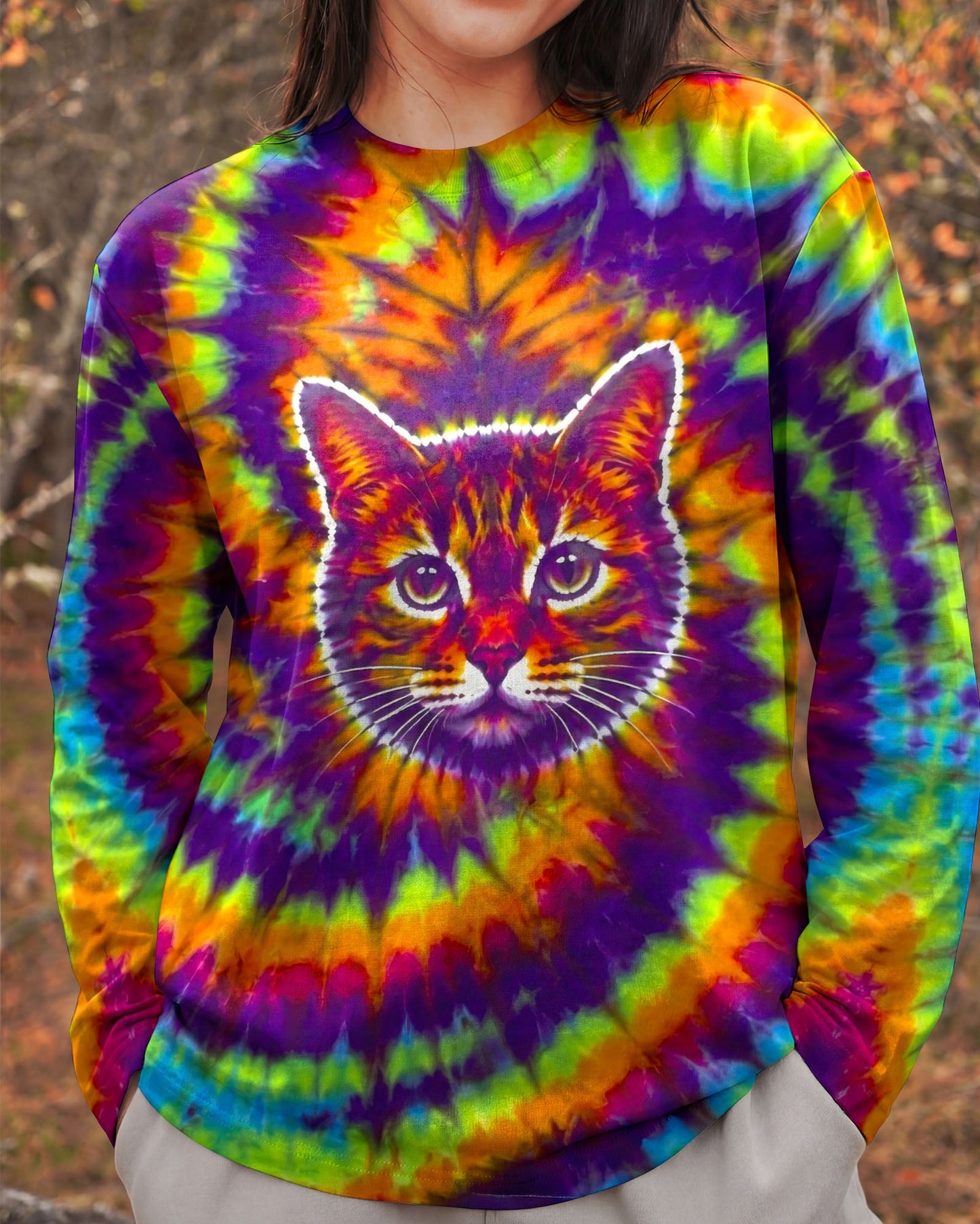 FUNNY CAT VIBRANT NEON BURST ALL OVER PRINT - TLTW2505264