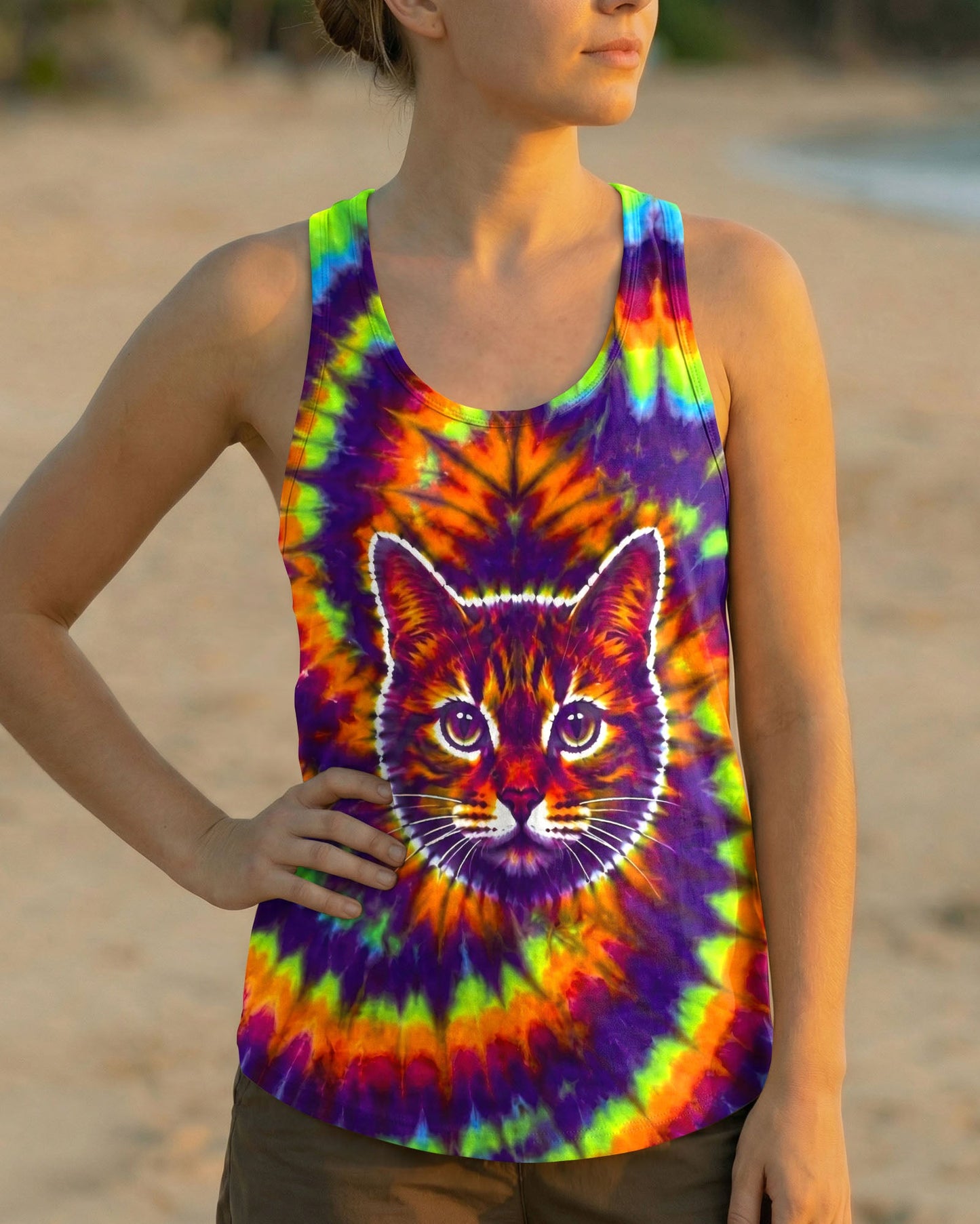 FUNNY CAT VIBRANT NEON BURST ALL OVER PRINT - TLTW2505264