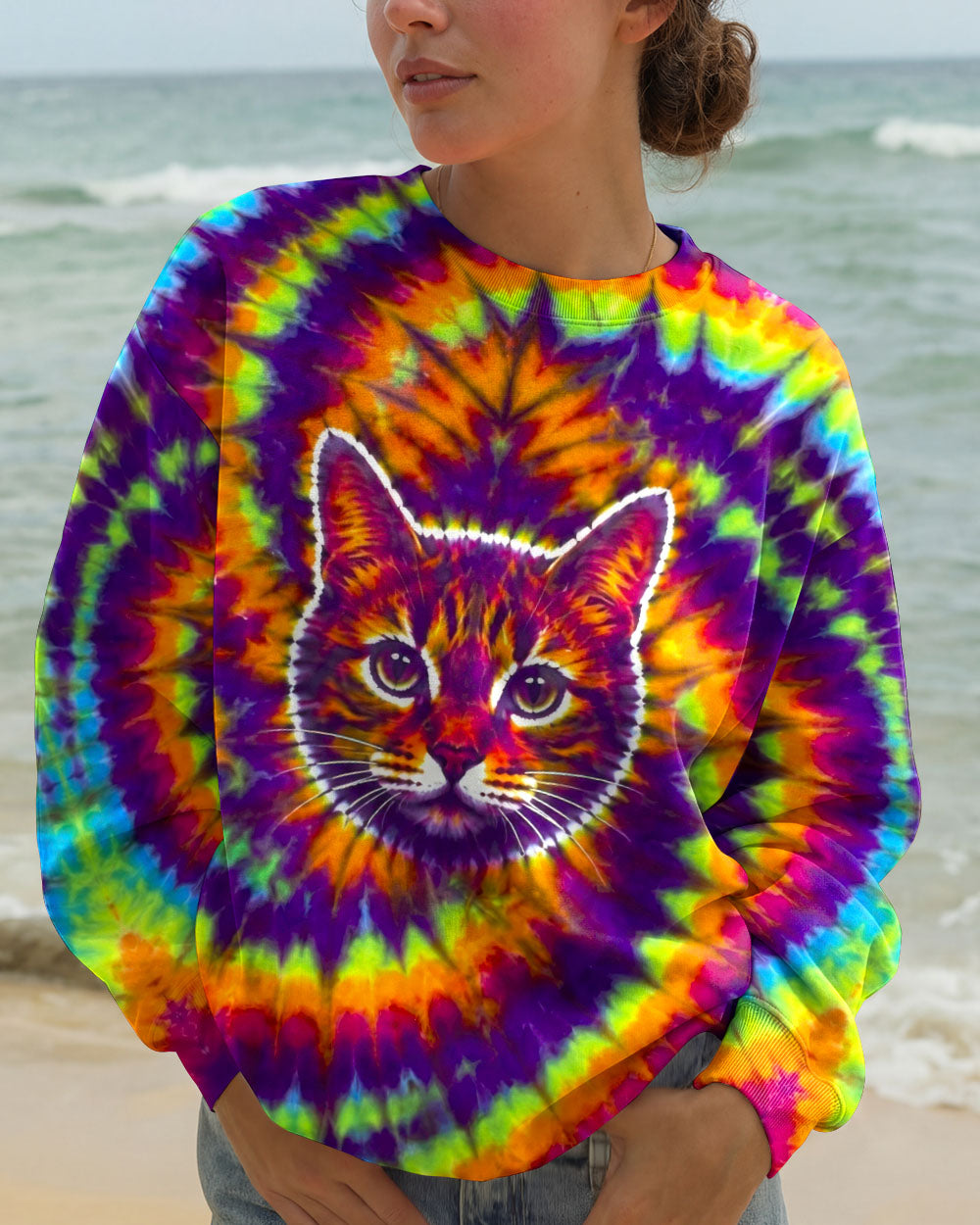 FUNNY CAT VIBRANT NEON BURST ALL OVER PRINT - TLTW2505264