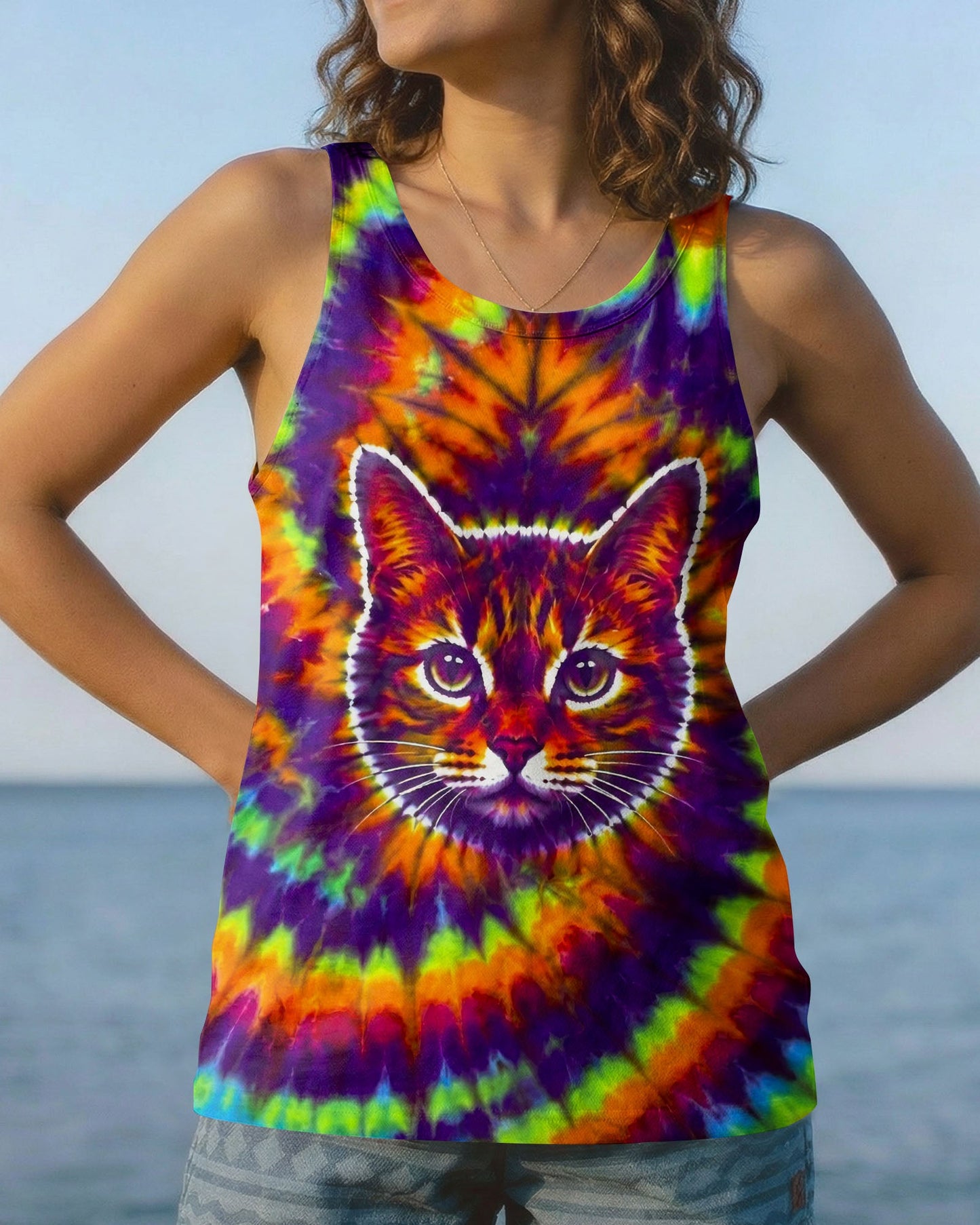 FUNNY CAT VIBRANT NEON BURST ALL OVER PRINT - TLTW2505264