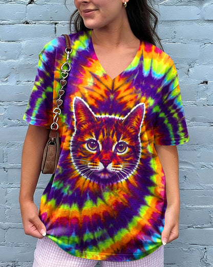 FUNNY CAT VIBRANT NEON BURST ALL OVER PRINT - TLTW2505264