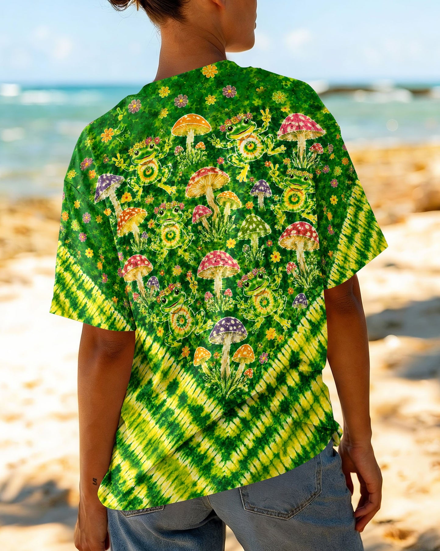 GROOVY FROGS AND MUSHROOMS V PATTERN ALL OVER PRINT  - TLTW3006263