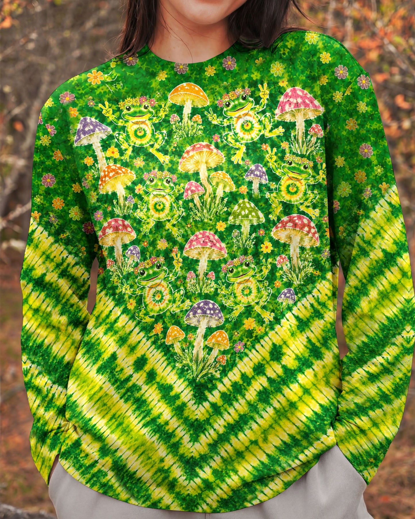 GROOVY FROGS AND MUSHROOMS V PATTERN ALL OVER PRINT  - TLTW3006263