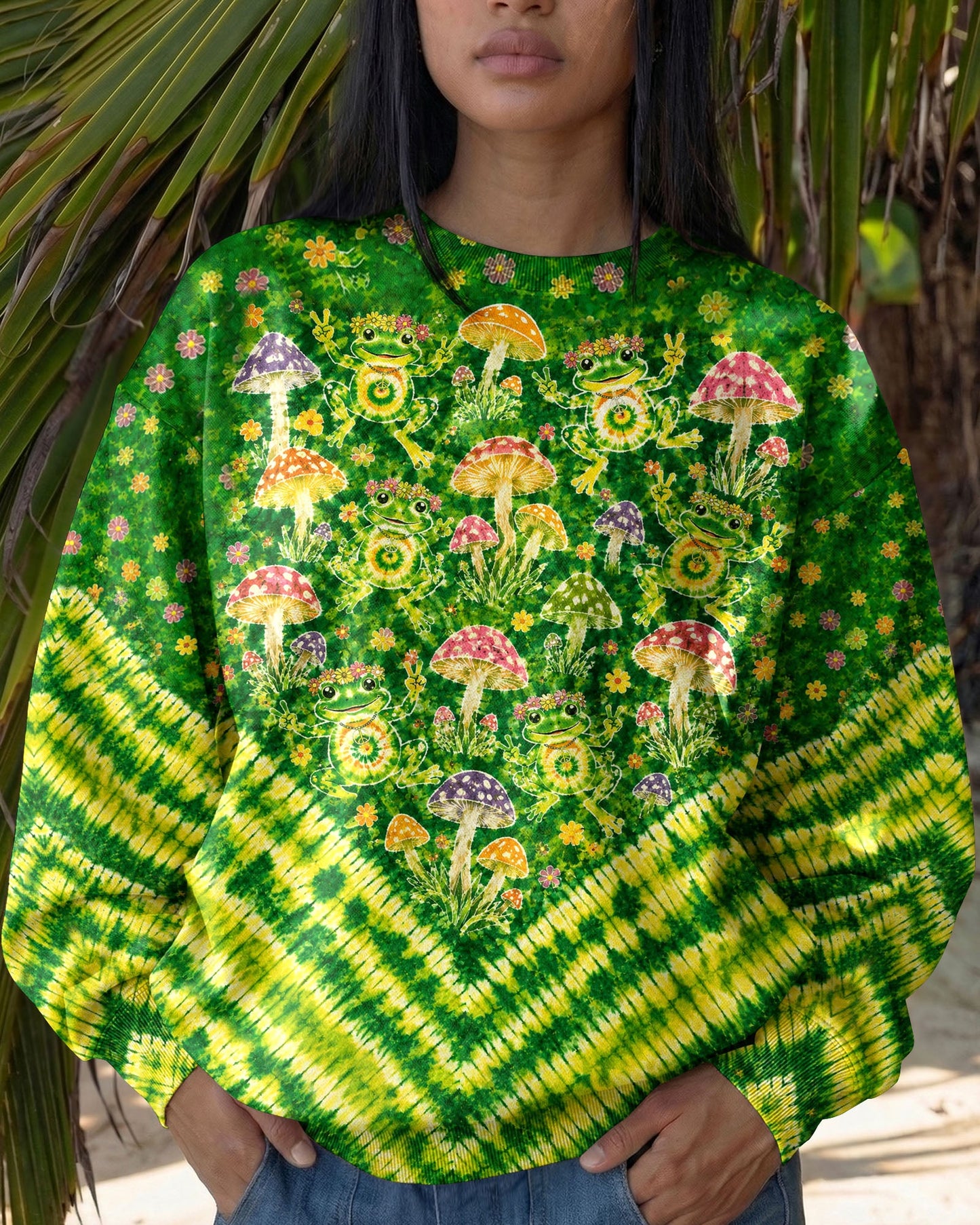 GROOVY FROGS AND MUSHROOMS V PATTERN ALL OVER PRINT  - TLTW3006263
