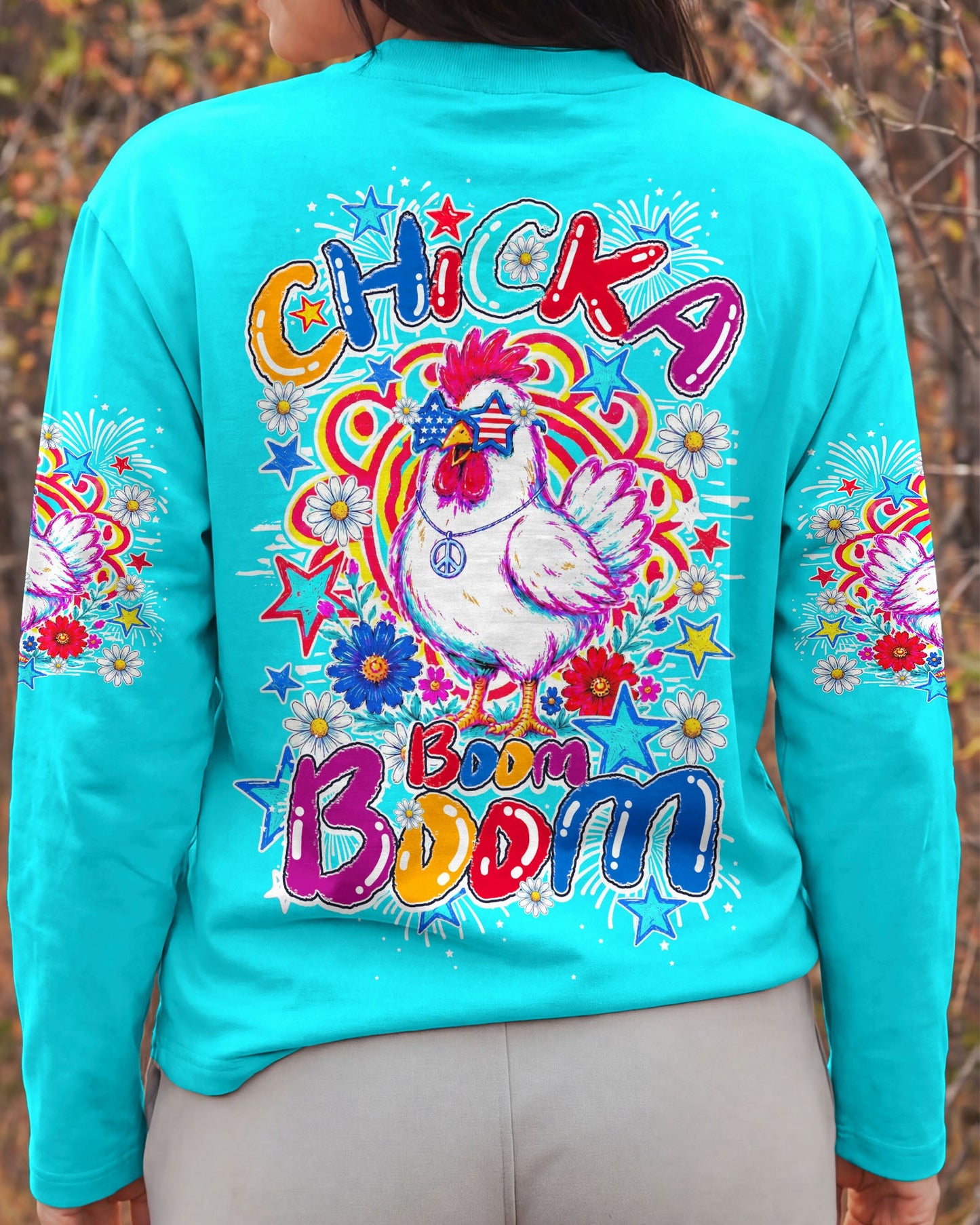 CHICKA BOOM BOOM HIPPIE CHICKEN ALL OVER PRINT - TY0406264