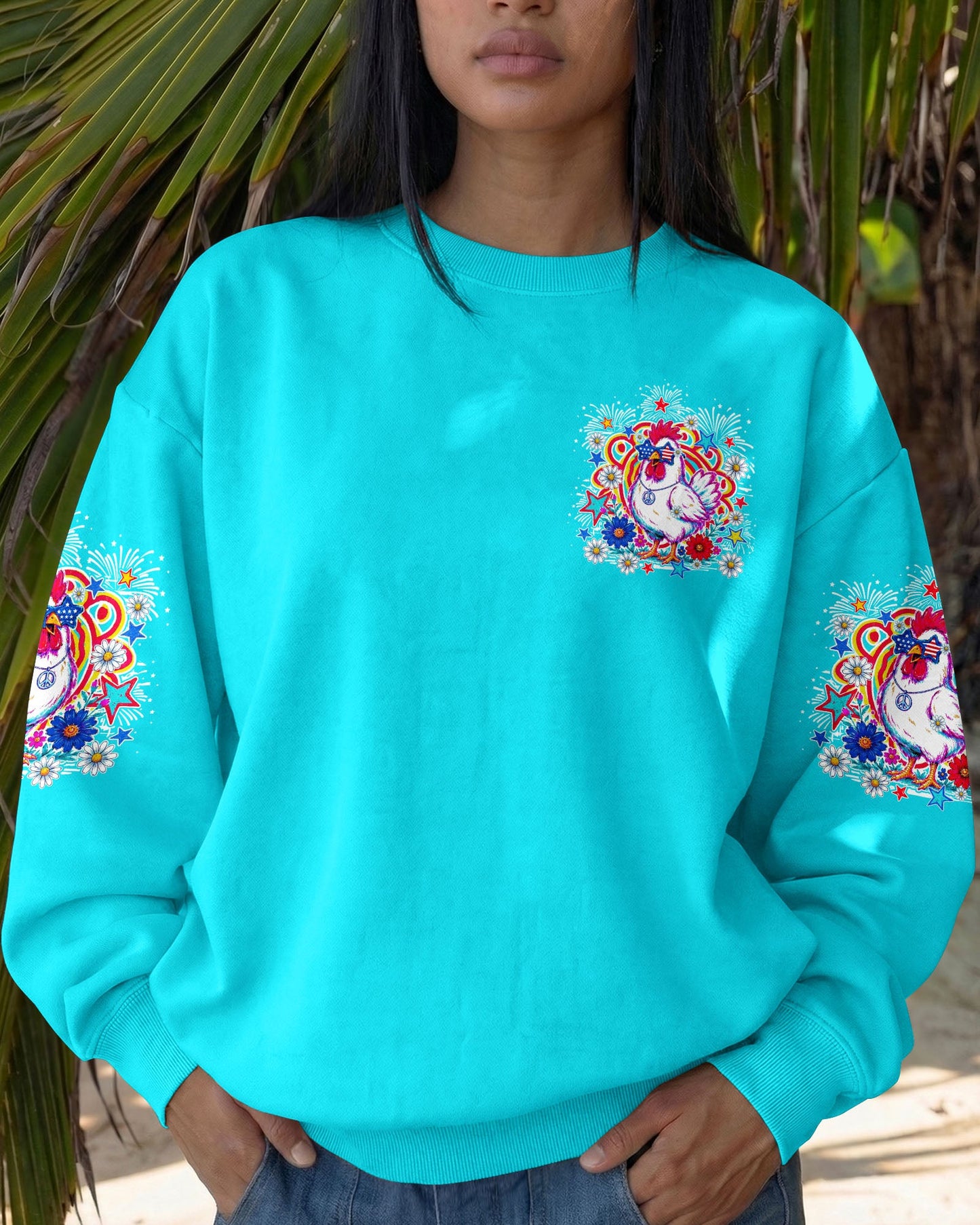 CHICKA BOOM BOOM HIPPIE CHICKEN ALL OVER PRINT - TY0406264