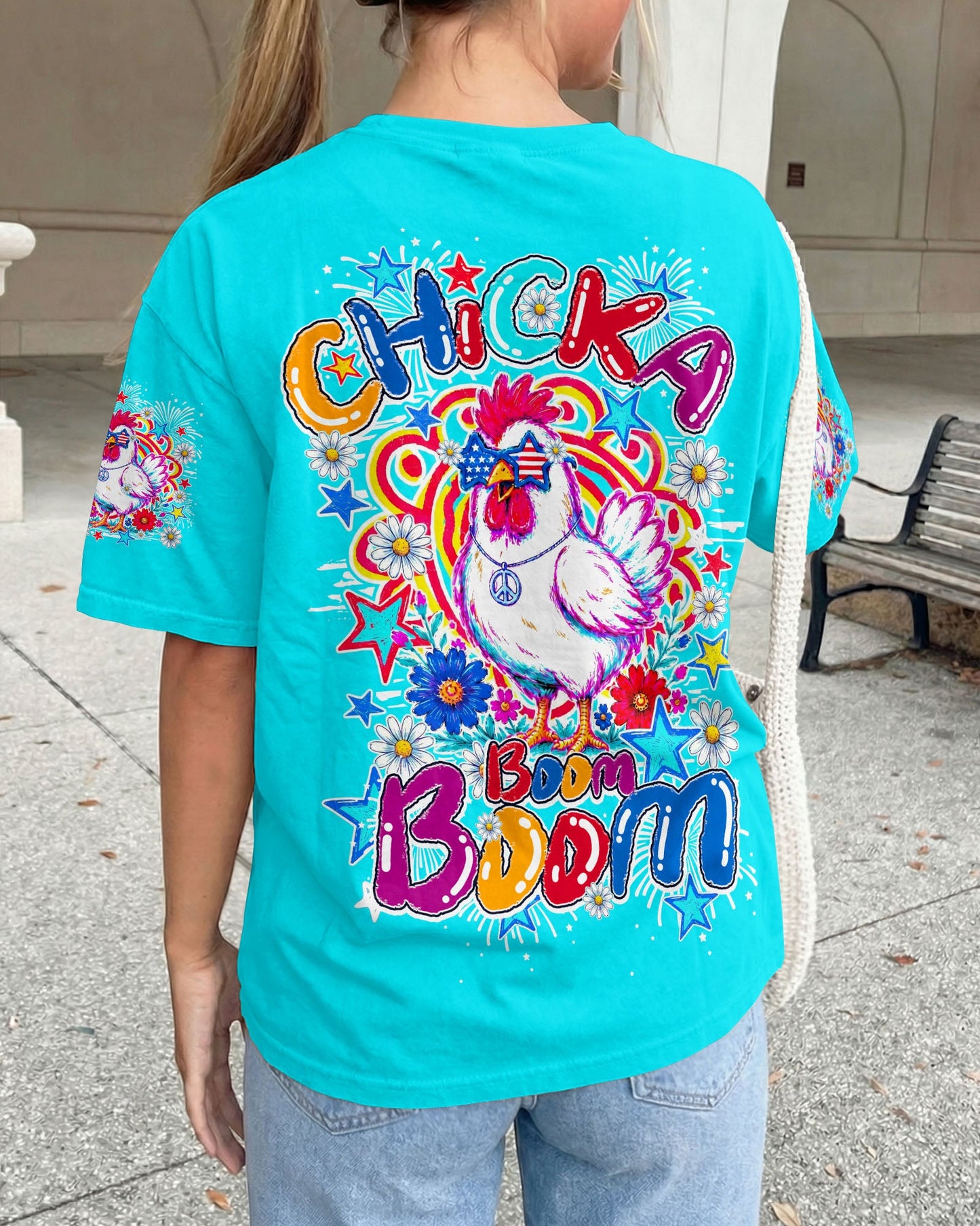 CHICKA BOOM BOOM HIPPIE CHICKEN ALL OVER PRINT - TY0406264