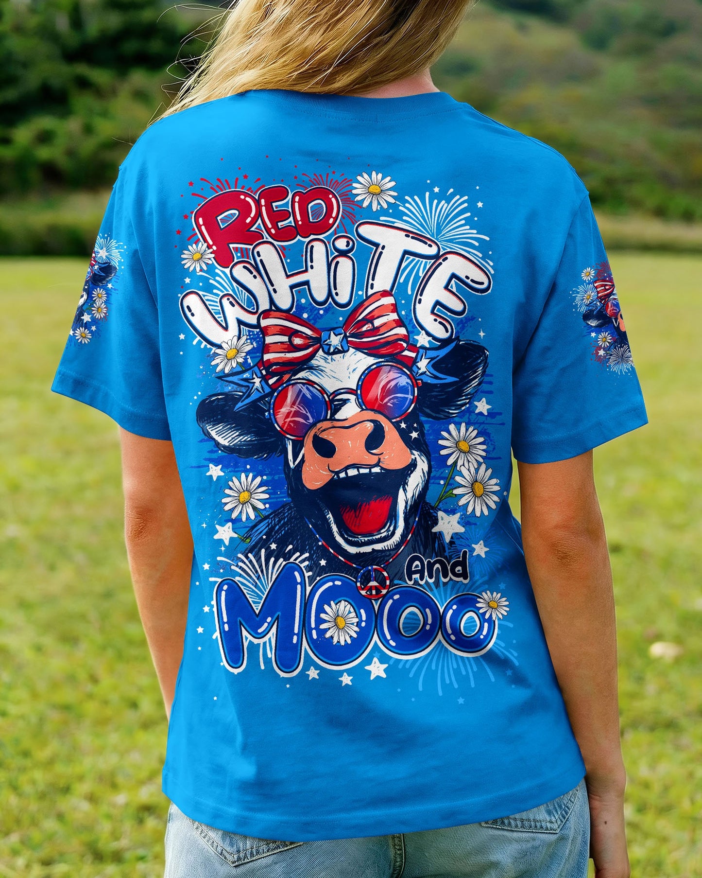 RED WHITE AND MOOO COW ALL OVER PRINT - TY0506262