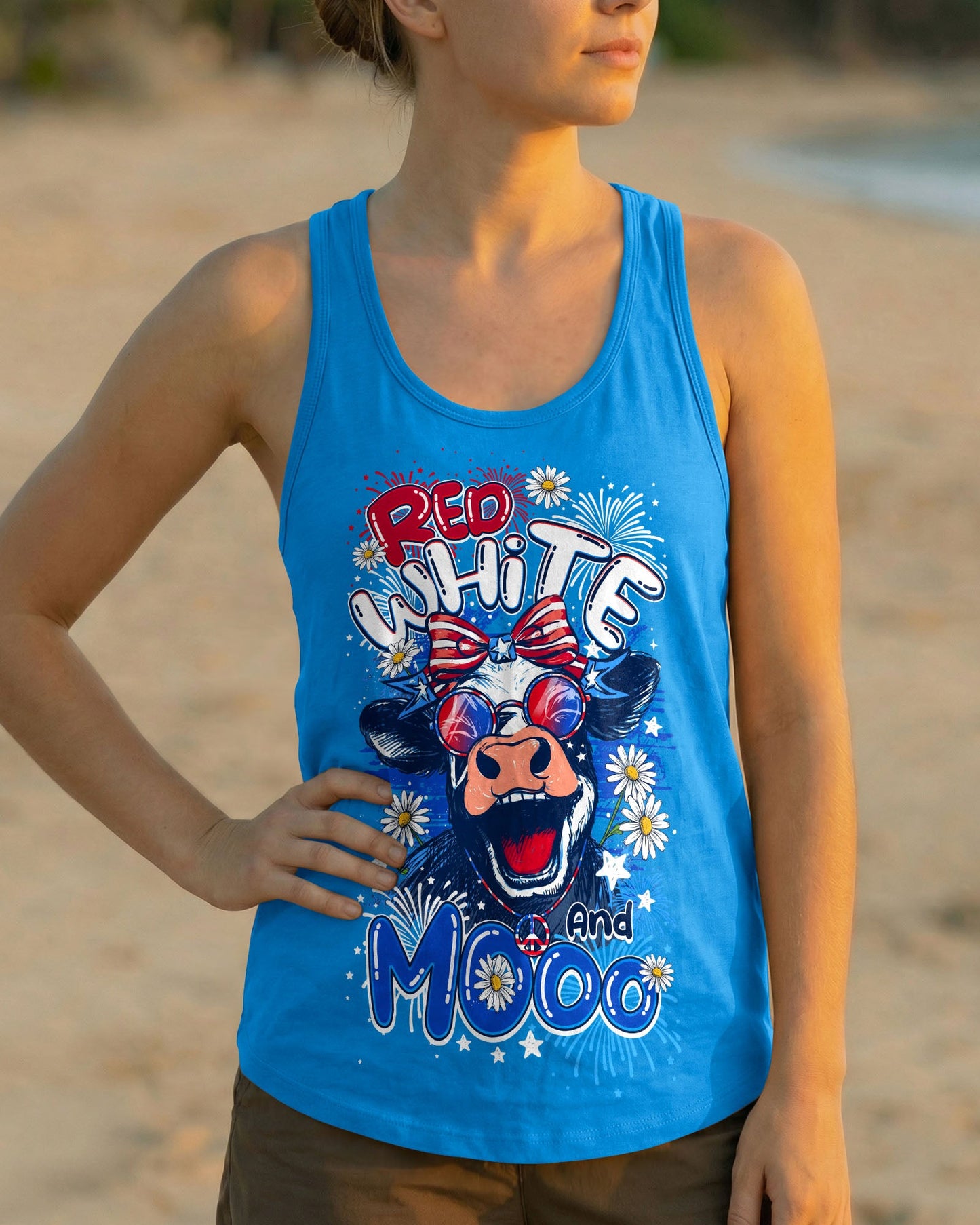 RED WHITE AND MOOO COW ALL OVER PRINT - TY0506262