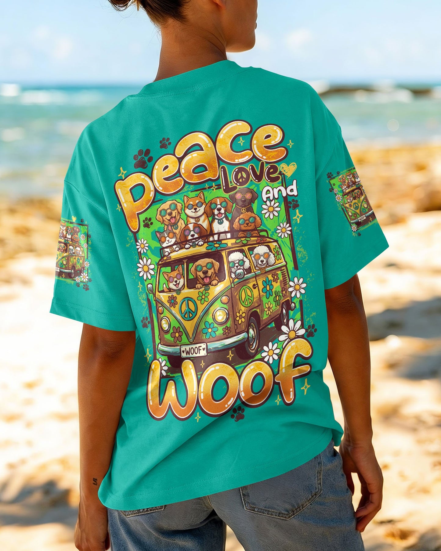 PEACE LOVE AND WOOF ALL OVER PRINT - TY0707261