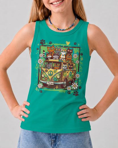 PEACE LOVE AND MEOW CATS KIDS ALL OVER PRINT - TY0707262