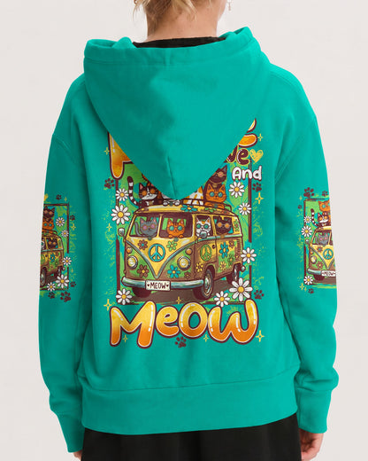 PEACE LOVE AND MEOW CATS KIDS ALL OVER PRINT - TY0707262