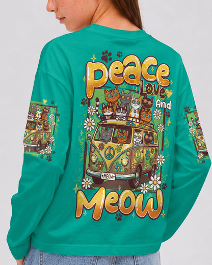 PEACE LOVE AND MEOW CATS KIDS ALL OVER PRINT - TY0707262