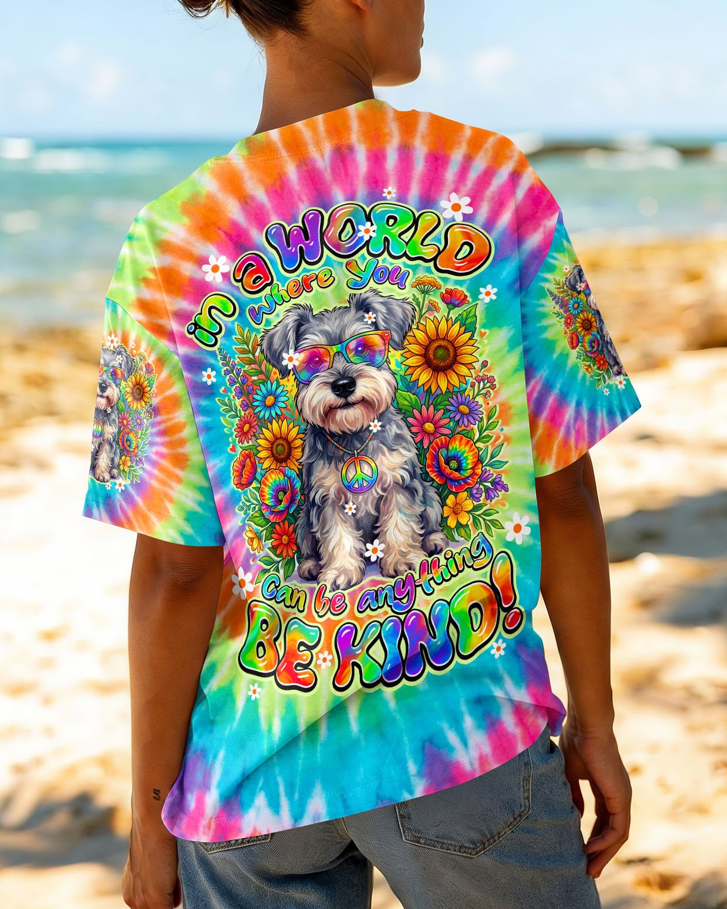 IN A WORLD WHERE YOU CAN BE ANYTHING BE KIND SCHNAUZER DOG ALL OVER PRINT - TY0805264
