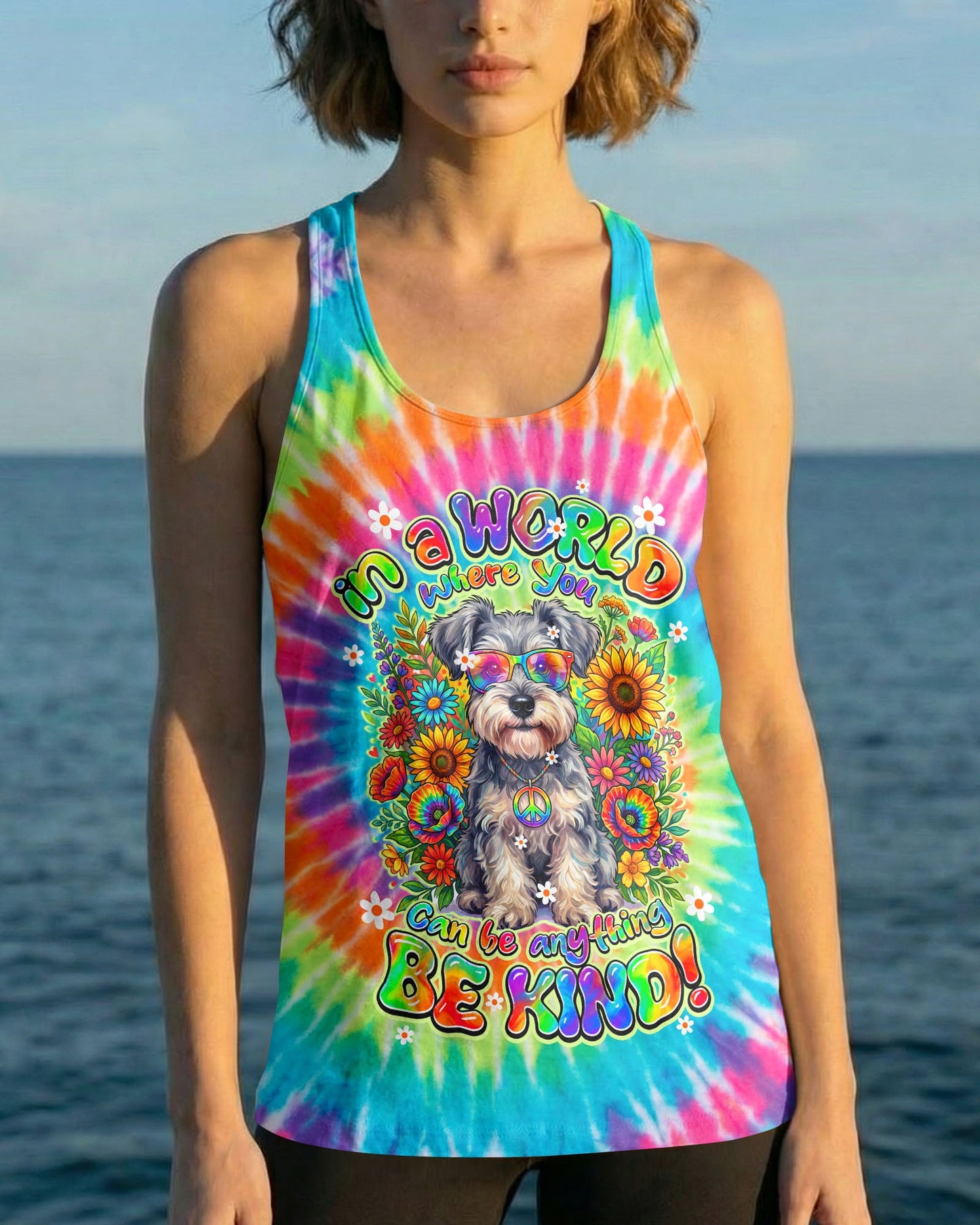 IN A WORLD WHERE YOU CAN BE ANYTHING BE KIND SCHNAUZER DOG ALL OVER PRINT - TY0805264