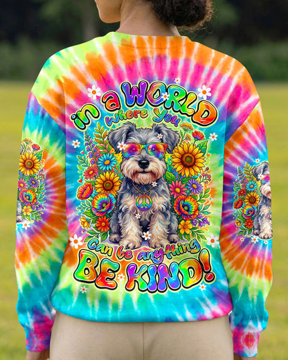 IN A WORLD WHERE YOU CAN BE ANYTHING BE KIND SCHNAUZER DOG ALL OVER PRINT - TY0805264