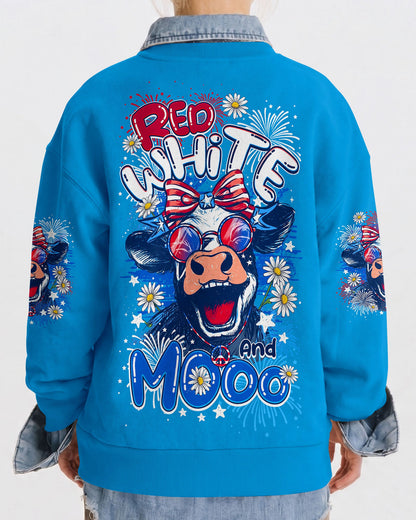 RED WHITE AND MOOO COW KIDS ALL OVER PRINT - TY0806261