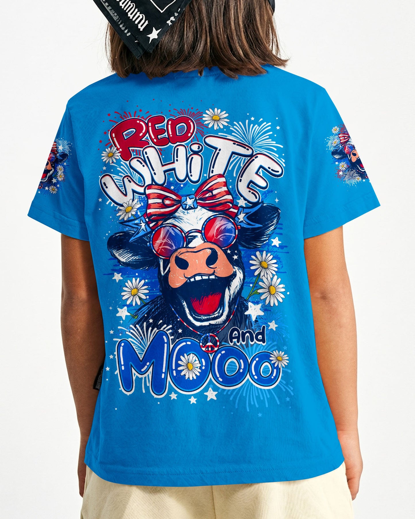 RED WHITE AND MOOO COW KIDS ALL OVER PRINT - TY0806261