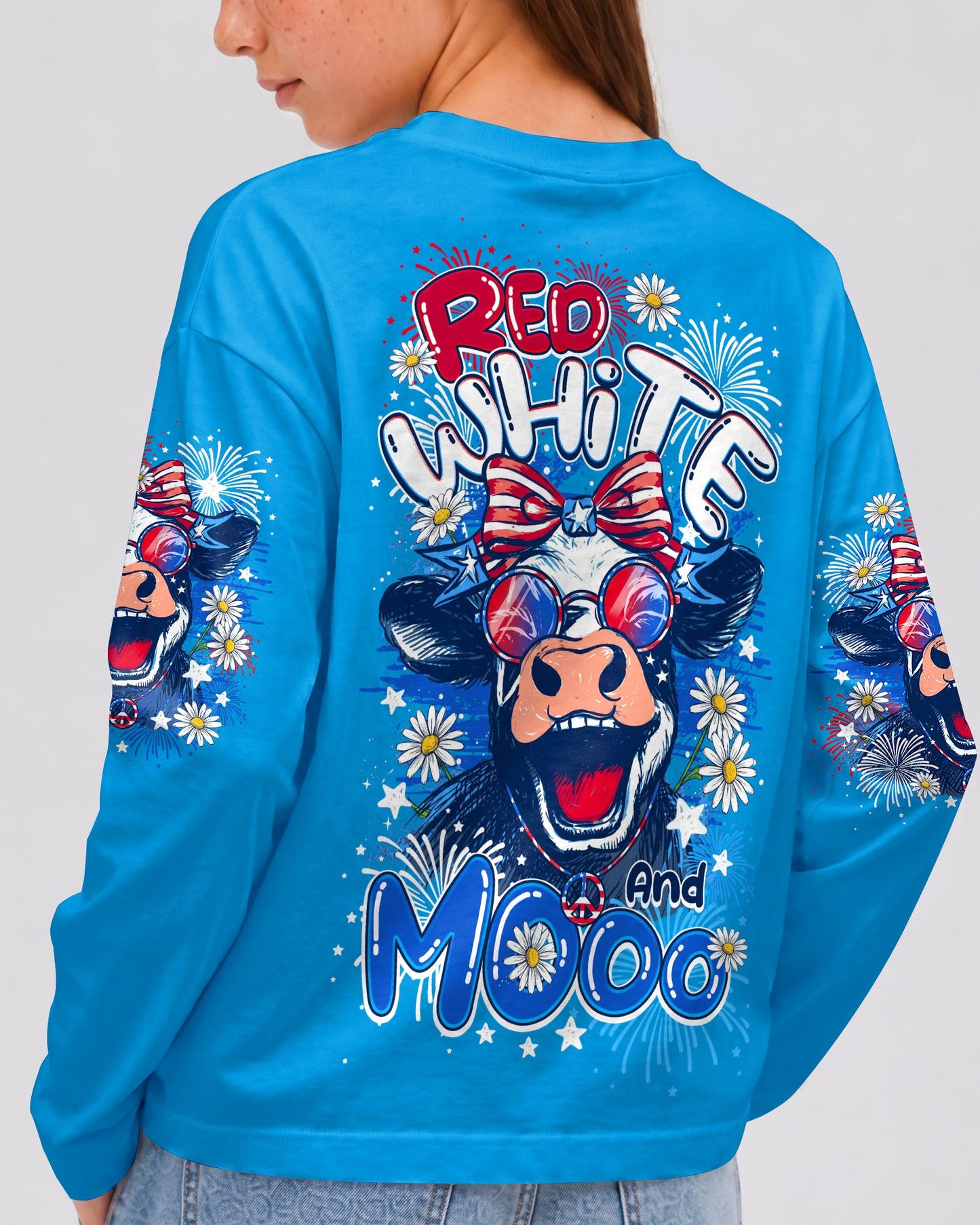 RED WHITE AND MOOO COW KIDS ALL OVER PRINT - TY0806261