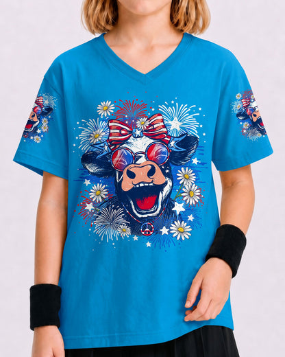 RED WHITE AND MOOO COW KIDS ALL OVER PRINT - TY0806261