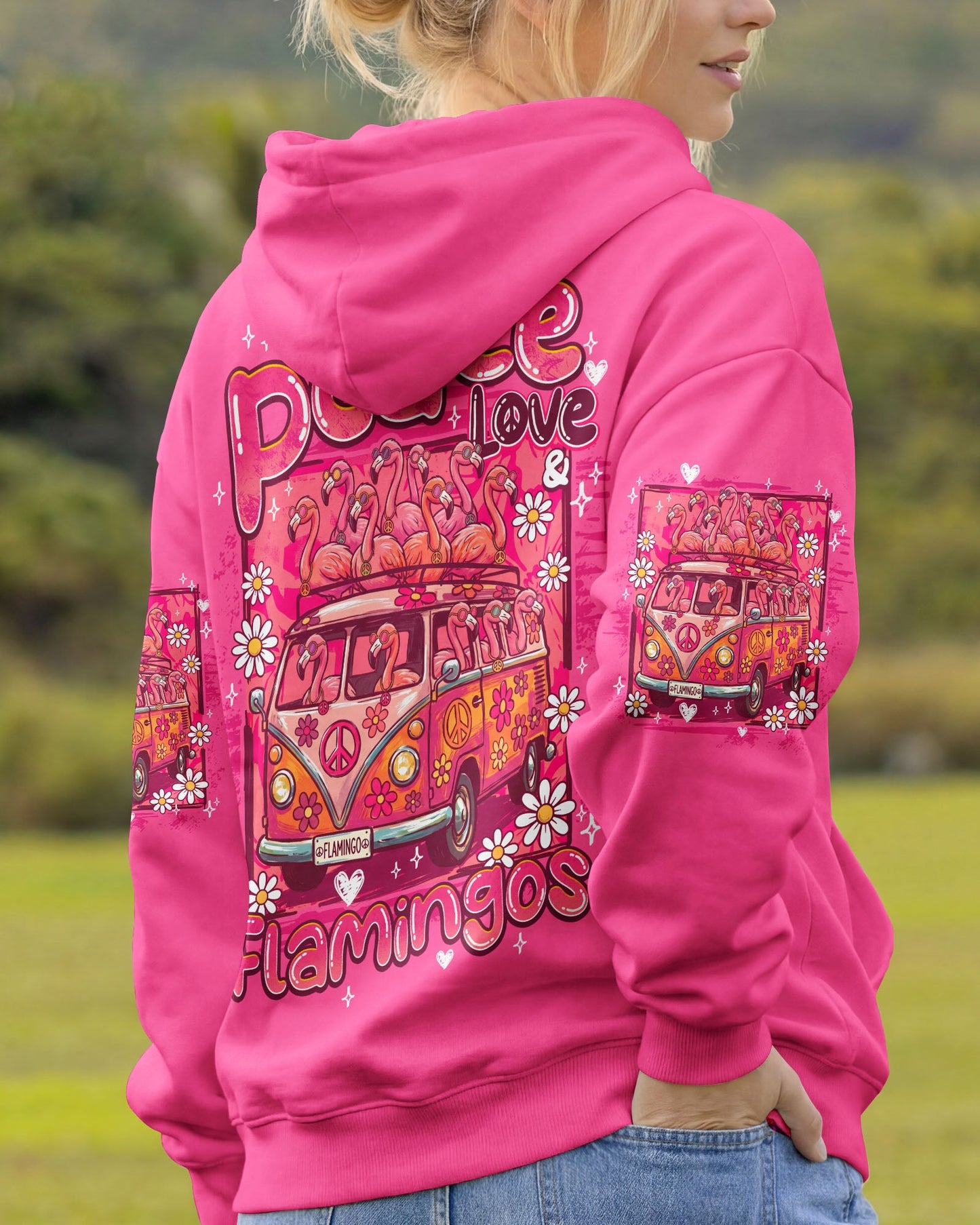 PEACE LOVE AN FLAMINGOS ALL OVER PRINT - TY0807261