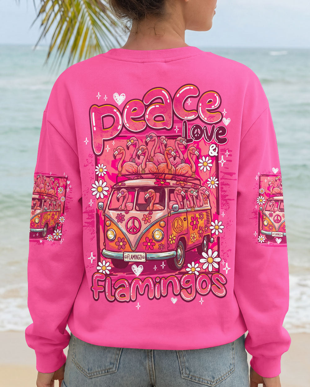 PEACE LOVE AN FLAMINGOS ALL OVER PRINT - TY0807261