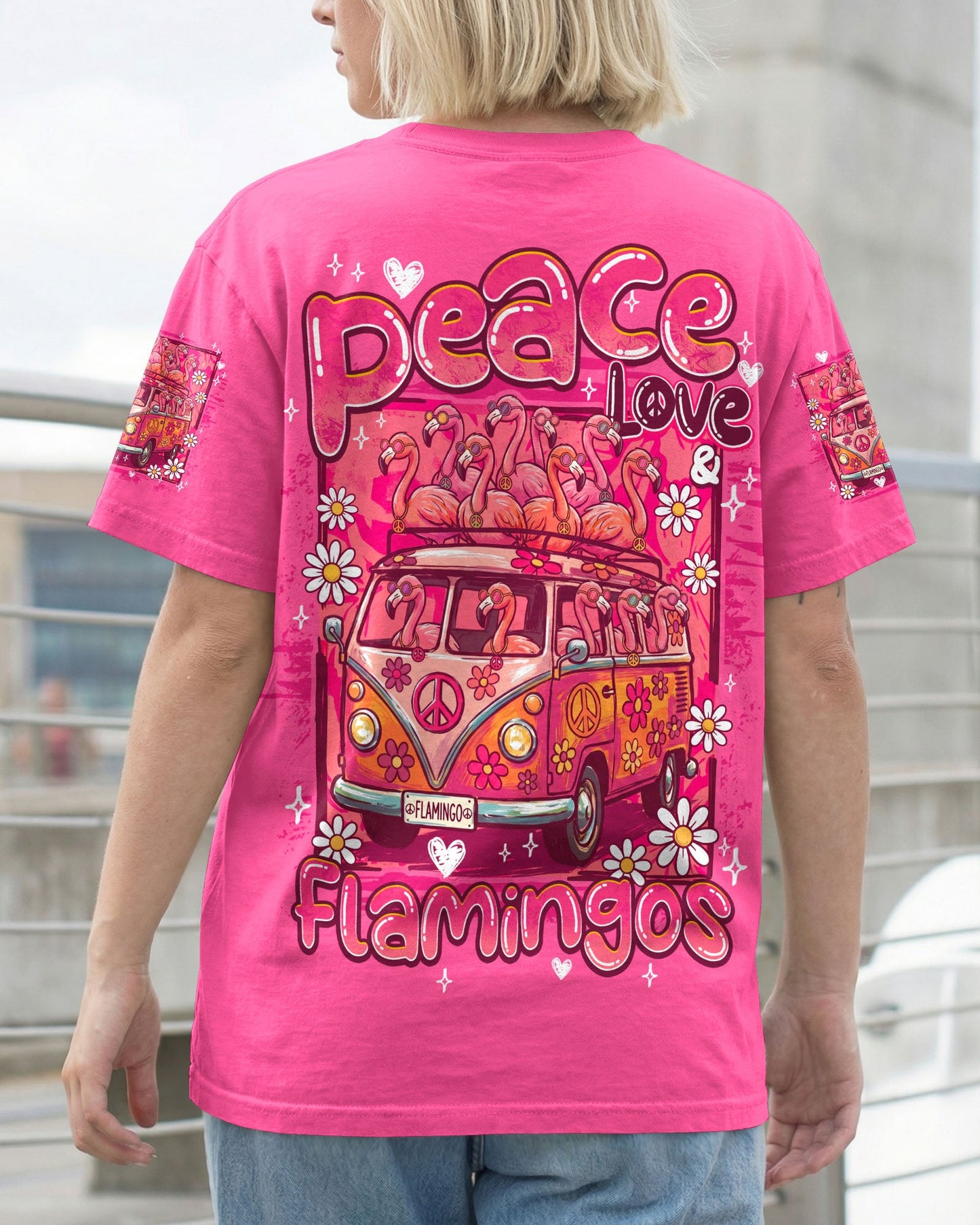 PEACE LOVE AN FLAMINGOS ALL OVER PRINT - TY0807261