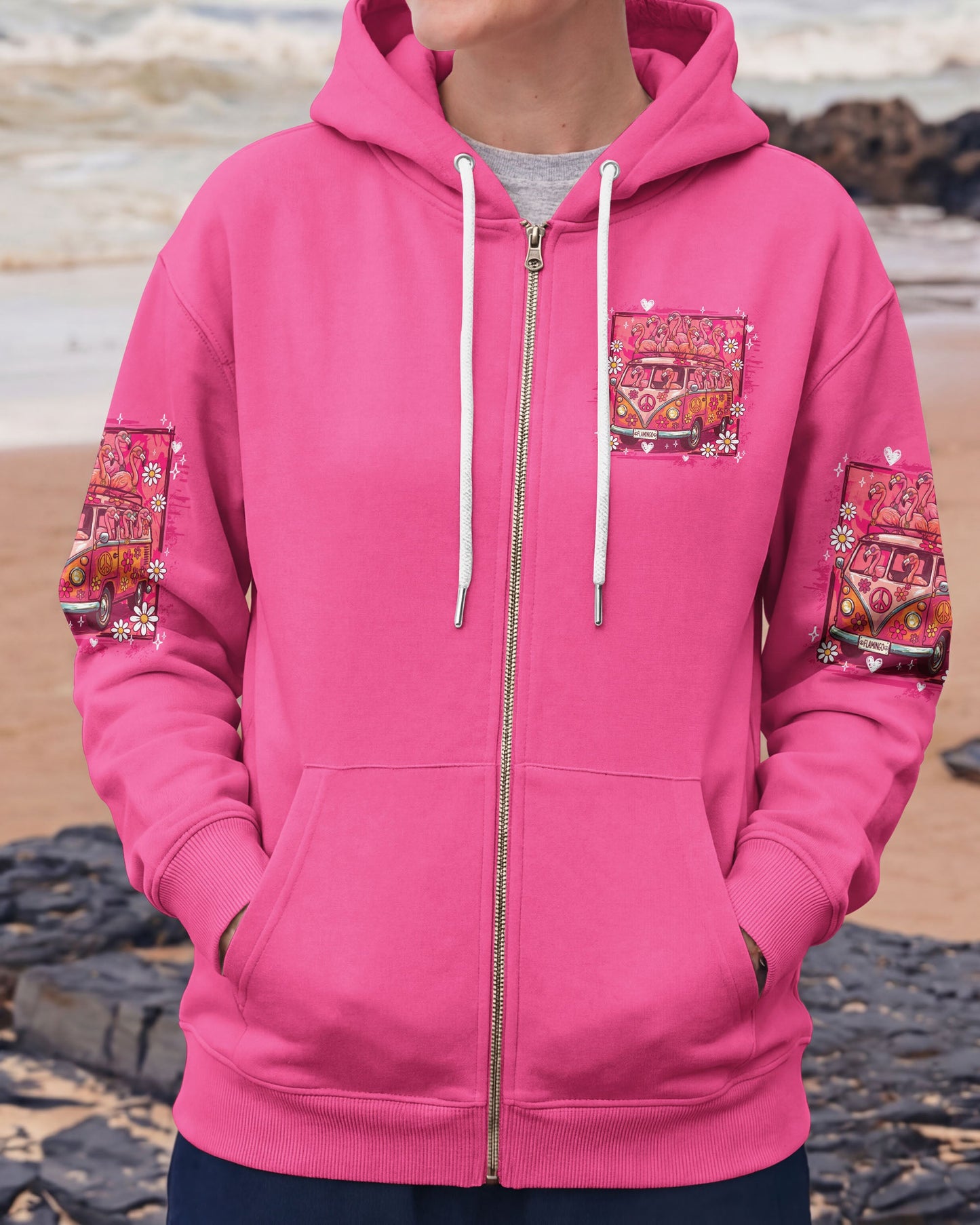 PEACE LOVE AN FLAMINGOS ALL OVER PRINT - TY0807261
