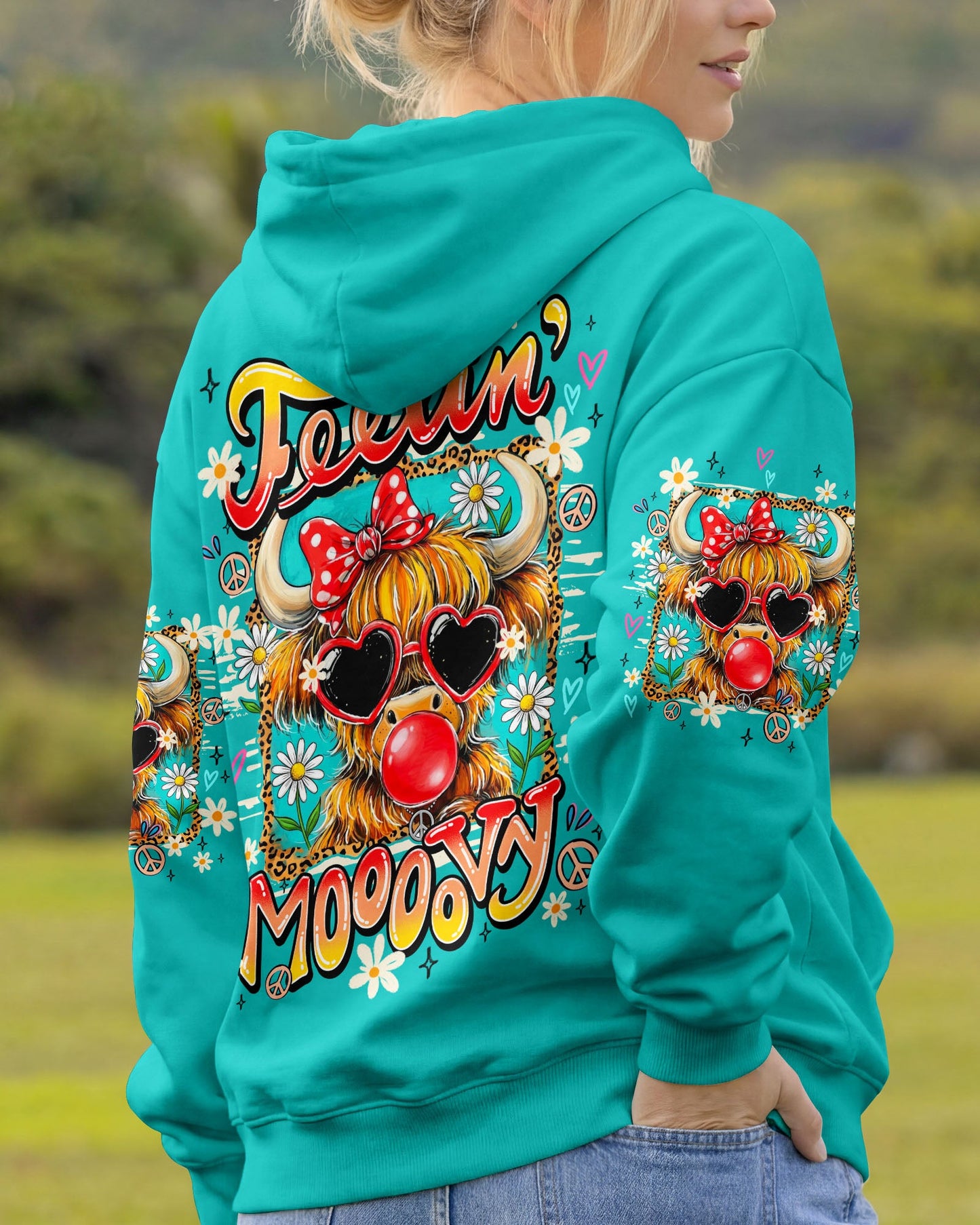 FEELIN' MOOOOVY HIGHLAND COW ALL OVER PRINT - TY0907261
