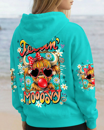 FEELIN' MOOOOVY HIGHLAND COW ALL OVER PRINT - TY0907261
