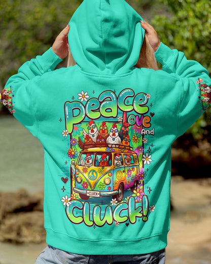 PEACE LOVE AND CLUCK CHICKENS ALL OVER PRINT - TY0907262