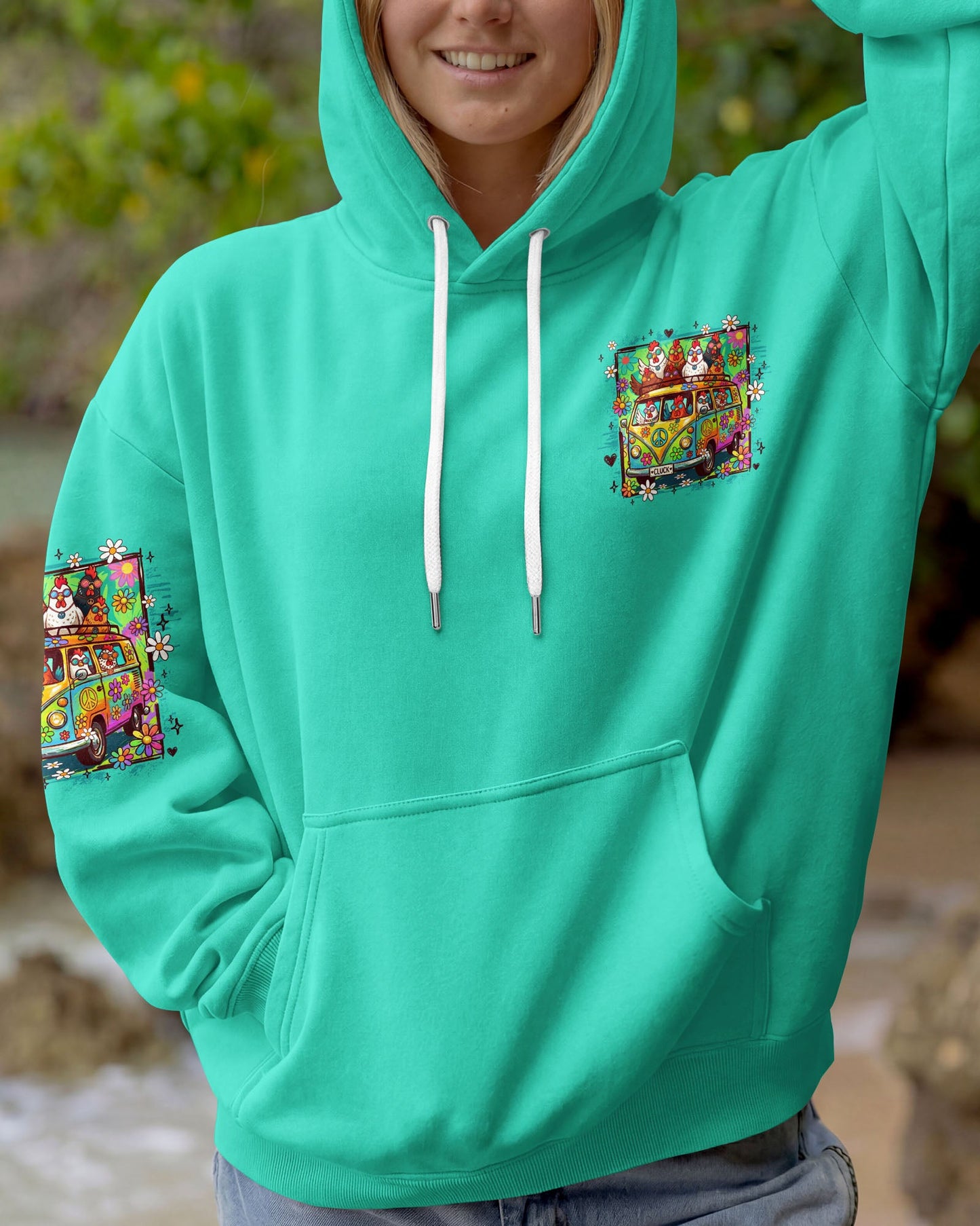PEACE LOVE AND CLUCK CHICKENS ALL OVER PRINT - TY0907262